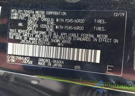 2020 Toyota 4Runner Limited from USA, damaged, VIN JTEZU5JR2L5221141